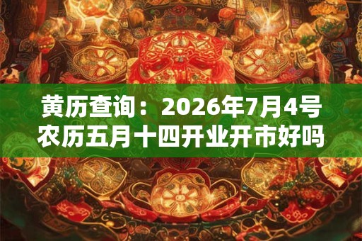 黄历查询:2026年7月4号农历五月十四开业开市好吗 黄历查询:2026年7月4号农历五月十四开业开市好吗