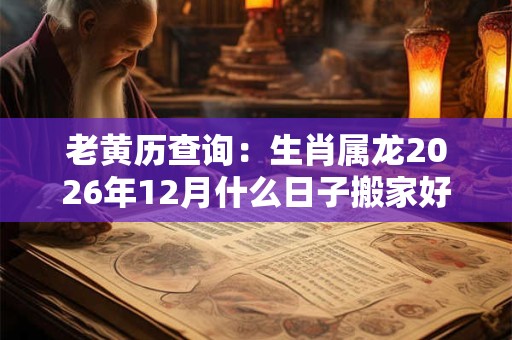 老黄历查询：生肖属龙2026年12月什么日子搬家好