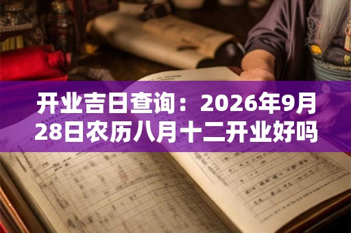 开业吉日查询：2026年9月28日农历八月十二开业好吗