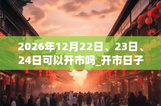 2026年12月22日、23日、24日可以开市吗_开市日子好吗