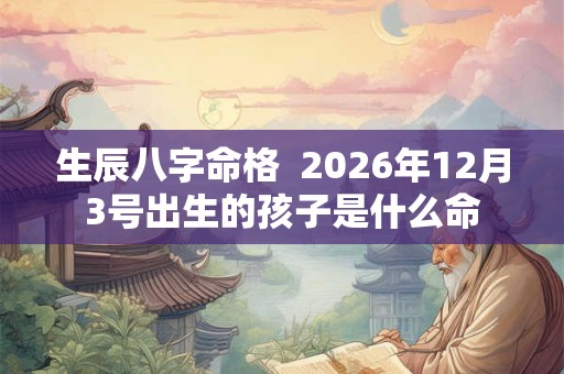 生辰八字命格  2026年12月3号出生的孩子是什么命