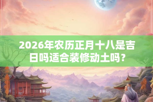 2026年农历正月十八是吉日吗适合装修动土吗？