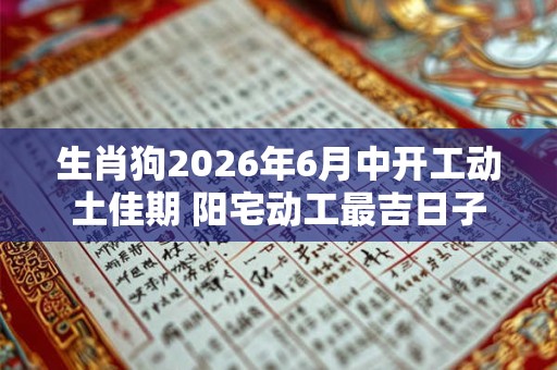 生肖狗2026年6月中开工动土佳期 阳宅动工最吉日子