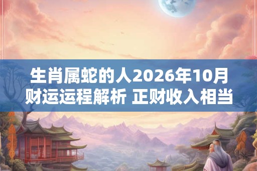 生肖属蛇的人2026年10月财运运程解析 正财收入相当可观