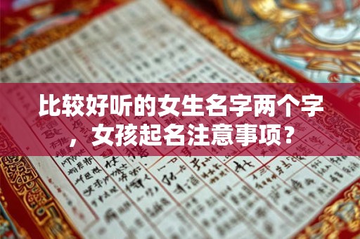 比较好听的女生名字两个字，女孩起名注意事项？