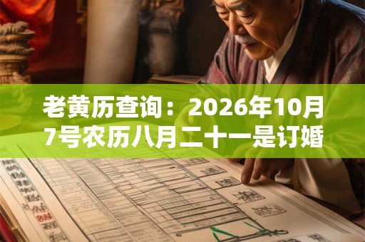 老黄历查询：2026年10月7号农历八月二十一是订婚吉日吗