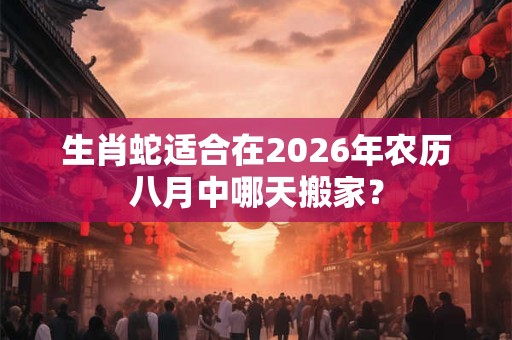 生肖蛇适合在2026年农历八月中哪天搬家？