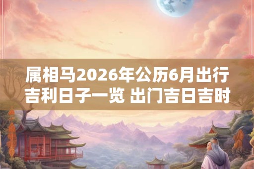 属相马2026年公历6月出行吉利日子一览 出门吉日吉时