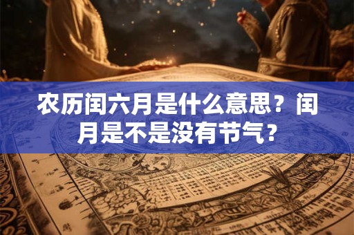 农历闰六月是什么意思？闰月是不是没有节气？