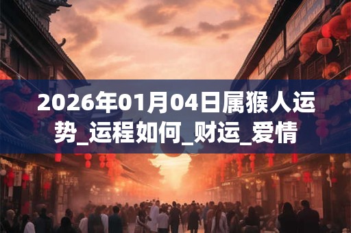 2026年01月04日属猴人运势_运程如何_财运_爱情