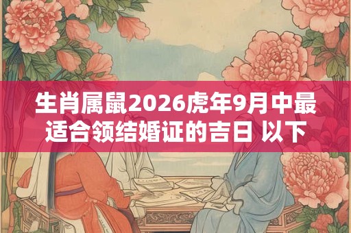 生肖属鼠2026虎年9月中最适合领结婚证的吉日 以下几天宜领证