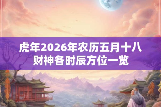 虎年2026年农历五月十八财神各时辰方位一览