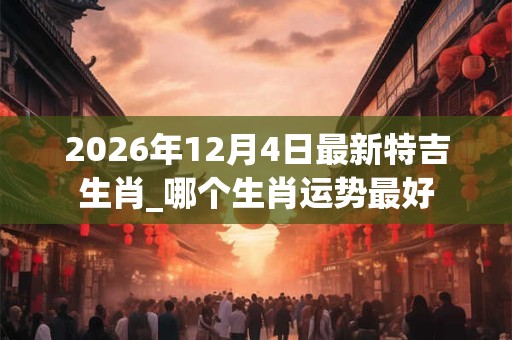 2026年12月4日最新特吉生肖_哪个生肖运势最好
