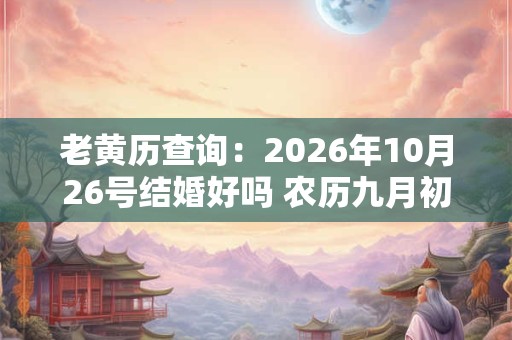 老黄历查询：2026年10月26号结婚好吗 农历九月初十宜嫁娶吗