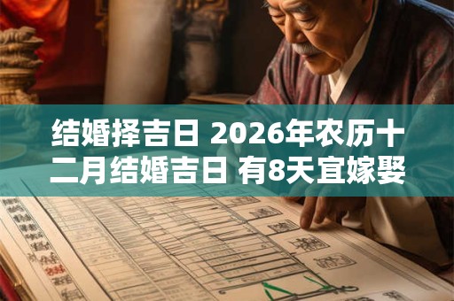 结婚择吉日 2026年农历十二月结婚吉日 有8天宜嫁娶