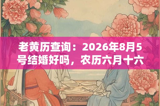老黄历查询：2026年8月5号结婚好吗，农历六月十六宜嫁娶吗