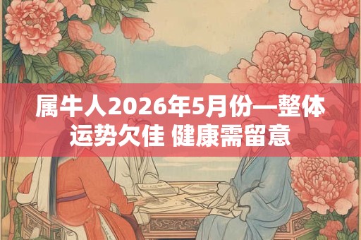 属牛人2026年5月份—整体运势欠佳 健康需留意