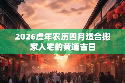 2026虎年农历四月适合搬家入宅的黄道吉日