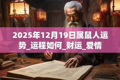2025年12月19日属鼠人运势_运程如何_财运_爱情