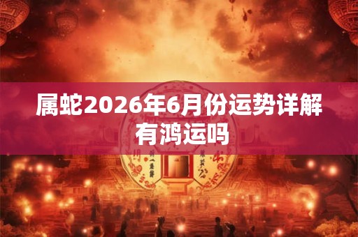 属蛇2026年6月份运势详解 有鸿运吗