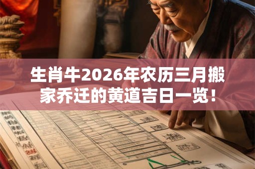 生肖牛2026年农历三月搬家乔迁的黄道吉日一览！