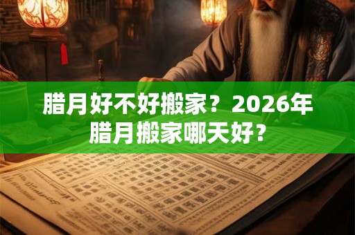 腊月好不好搬家？2026年腊月搬家哪天好？
