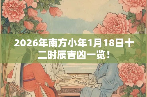 2026年南方小年1月18日十二时辰吉凶一览！