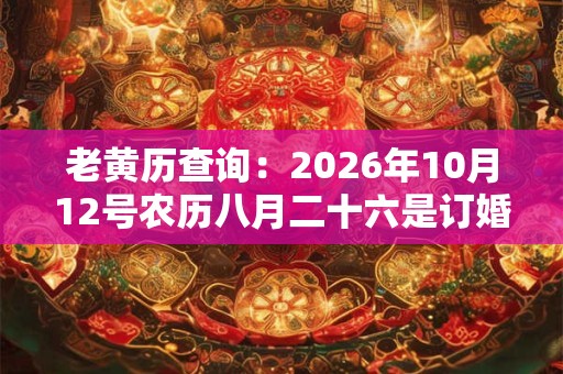 老黄历查询：2026年10月12号农历八月二十六是订婚吉日吗