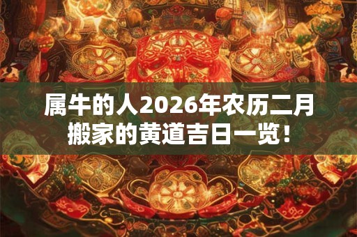 属牛的人2026年农历二月搬家的黄道吉日一览！