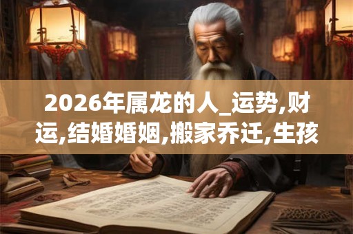 2026年属龙的人_运势,财运,结婚婚姻,搬家乔迁,生孩子