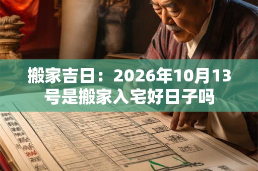 搬家吉日：2026年10月13号是搬家入宅好日子吗