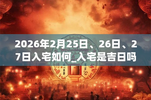 2026年2月25日、26日、27日入宅如何_入宅是吉日吗