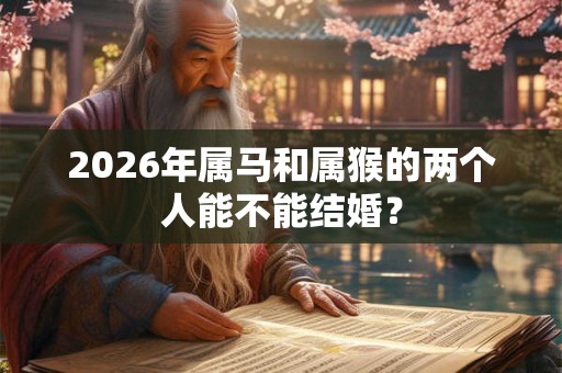 2026年属马和属猴的两个人能不能结婚？