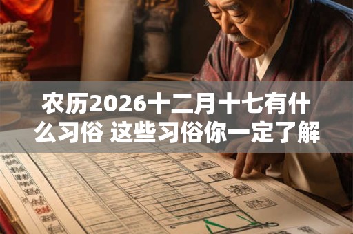 农历2026十二月十七有什么习俗 这些习俗你一定了解的不多