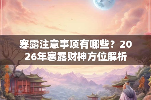 寒露注意事项有哪些？2026年寒露财神方位解析