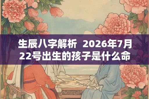 生辰八字解析  2026年7月22号出生的孩子是什么命