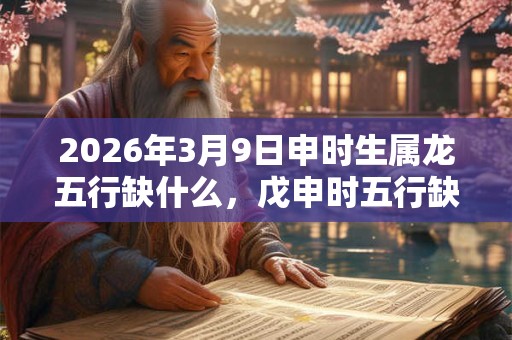 2026年3月9日申时生属龙五行缺什么，戊申时五行缺什么