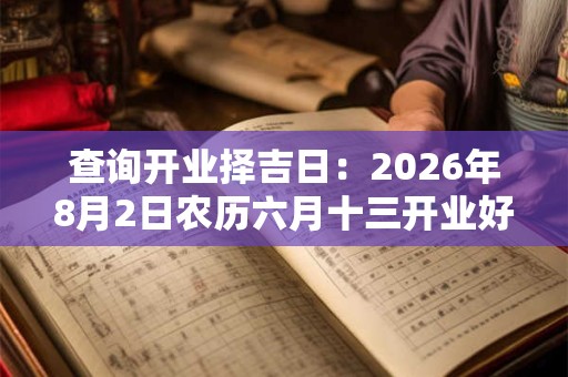 查询开业择吉日：2026年8月2日农历六月十三开业好吗