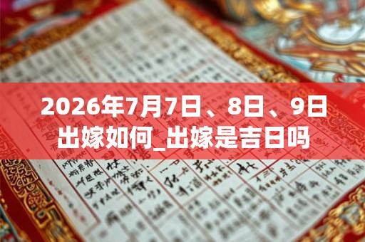 2026年7月7日、8日、9日出嫁如何_出嫁是吉日吗