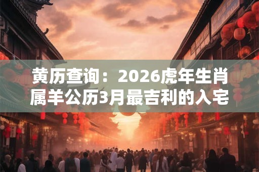 黄历查询：2026虎年生肖属羊公历3月最吉利的入宅日子查询