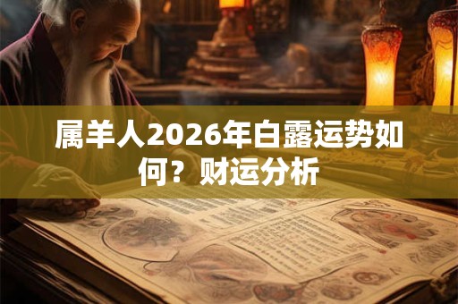 属羊人2026年白露运势如何？财运分析