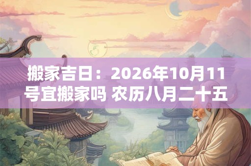 搬家吉日：2026年10月11号宜搬家吗 农历八月二十五日子好吗