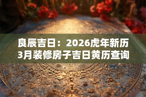 良辰吉日：2026虎年新历3月装修房子吉日黄历查询