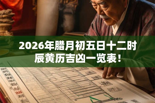 2026年腊月初五日十二时辰黄历吉凶一览表！