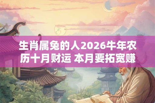 生肖属兔的人2026牛年农历十月财运 本月要拓宽赚钱渠道