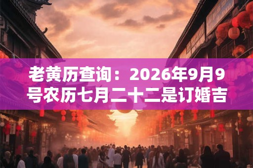 老黄历查询：2026年9月9号农历七月二十二是订婚吉日吗