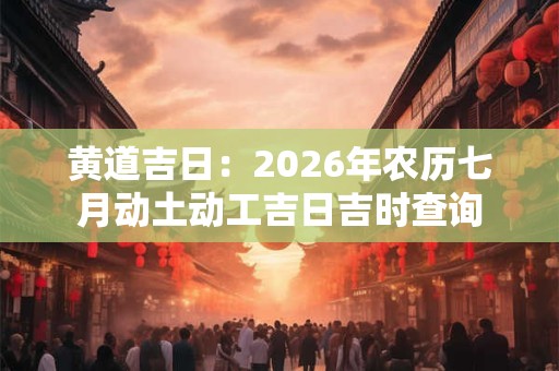 黄道吉日：2026年农历七月动土动工吉日吉时查询