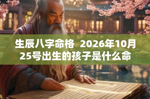 生辰八字命格  2026年10月25号出生的孩子是什么命