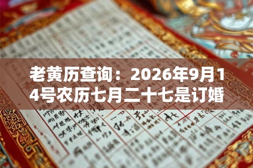 老黄历查询：2026年9月14号农历七月二十七是订婚吉日吗