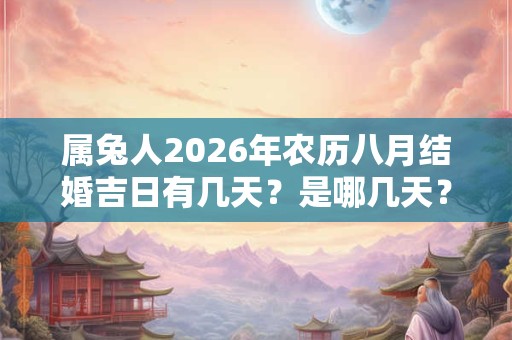 属兔人2026年农历八月结婚吉日有几天？是哪几天？